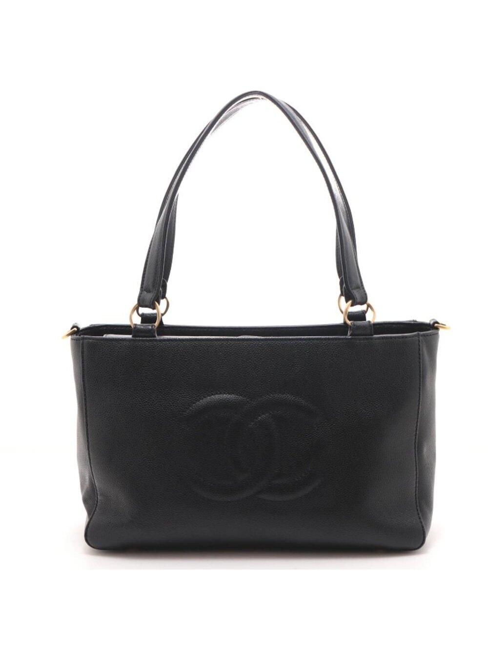 Chanel CC Logo 2-Way Black Caviar Shoulder Bag